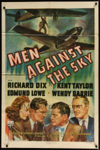 8f628 MEN AGAINST THE SKY 1sh '40 alcoholic pilot Richard Dix tests his new kind of plane!