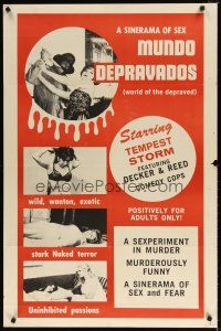 8f676 MUNDO DEPRAVADOS 1sh '67 directed by Herb Jeffries, sexy Tempest Storm!