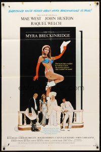 8f683 MYRA BRECKINRIDGE int'l 1sh '70 John Huston, Mae West & sexy Raquel Welch in patriotic outfit