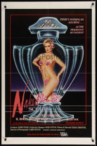 8f686 NAKED SCENTS video/theatrical 1sh '85 Tish Ambrose, art of sexy woman in perfume bottle!