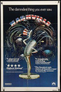 8f689 NASHVILLE 1sh '75 Robert Altman, cool patriotic sexy microphone artwork!