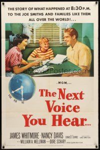 8f700 NEXT VOICE YOU HEAR 1sh '50 James Whitmore, Nancy Davis & God on the radio!