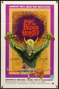 8f703 NIGHT OF THE BLOOD MONSTER 1sh '72 Jess Franco, art of wacky beast & half-dressed sexy girl!