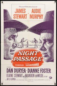 8f706 NIGHT PASSAGE 1sh R64 no one could stop the showdown between Jimmy Stewart & Audie Murphy!