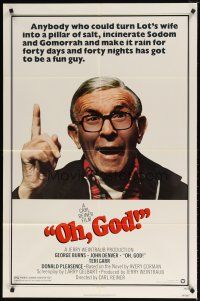 8f721 OH GOD 1sh '77 directed by Carl Reiner, great super close up of wacky George Burns!