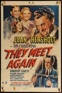 8f928 THEY MEET AGAIN style A 1sh '41 Jean Hersholt, Dorothy Lovett, Robert Baldwin!