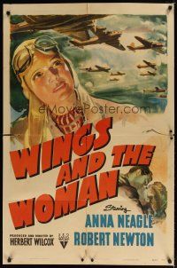 8f990 WINGS & THE WOMAN style A 1sh '42 Anna Neagle playing Amy Johnson, famous female aviator!