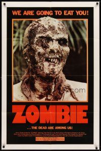 8f998 ZOMBIE 1sh '79 Zombi 2, Lucio Fulci classic, gross c/u of undead, we are going to eat you!