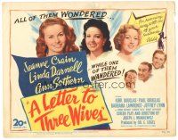 8g450 LETTER TO THREE WIVES TC '49 Jeanne Crain, Linda Darnell, Ann Sothern, young Kirk Douglas!