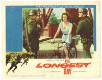 8g785 LONGEST DAY LC #1 '62 WWII classic, two soldiers are distracted by sexy woman on bicycle!