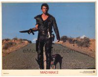 8g801 MAD MAX 2: THE ROAD WARRIOR LC '82 best close up of Mel Gibson on road with his dog!