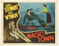 8g804 MAGIC TOWN LC #4 '47 Wellman, pretty Jane Wyman pushes James Stewart down to the floor!