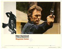 8g173 MAGNUM FORCE int'l LC #5 '73 Clint Eastwood is Dirty Harry pointing his huge gun, best c/u!