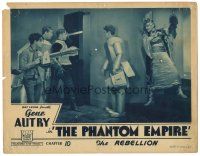 8g340 PHANTOM EMPIRE chapter 10 LC '35 Gene Autry & Frankie Darro w/ ray guns pointed at fake robot!