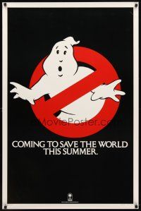 8h271 GHOSTBUSTERS teaser 1sh '84 Bill Murray, Aykroyd & Harold Ramis here to save the world!