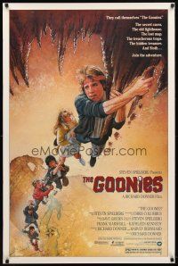 8h284 GOONIES 1sh '85 Steven Spielberg, Josh Brolin, teen adventure classic, Drew Struzan art!