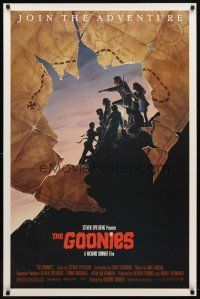 8h283 GOONIES 1sh '85 Josh Brolin, teen adventure classic, cool treasure map style!