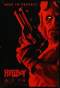 8h317 HELLBOY teaser 1sh '04 Mike Mignola comic, Ron Perlman, here to protect!