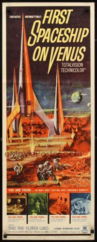 8z265 FIRST SPACESHIP ON VENUS insert '62 Der Schweigende Stern, cool art from German sci-fi!