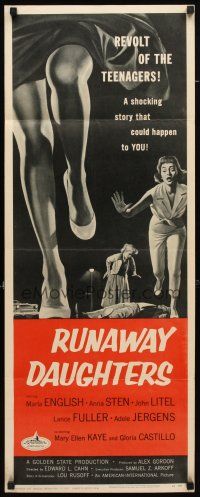 8z654 RUNAWAY DAUGHTERS insert '56 art of AIP bad girls, Marla English, revolt of the teenagers!