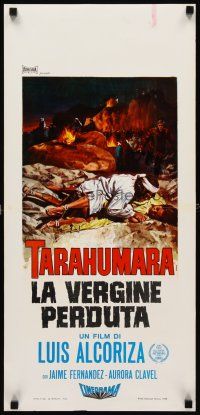 8z784 ALWAYS FURTHER ON Italian locandina '68 Luis Alcoriza's Tarahumara, cool Piovano art!