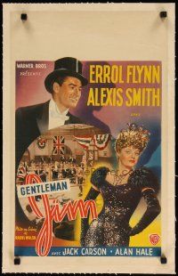 9d166 GENTLEMAN JIM linen Belgian '47 different art of boxer Errol Flynn & Alexis Smith!