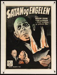 9d108 DEVIL & THE ANGEL linen Danish '46 Pierre Chenal forgotten masterpiece, Munch art of Stroheim