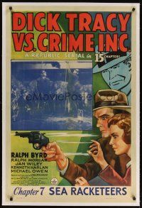 9d236 DICK TRACY VS. CRIME INC. linen chapter 7 1sh '41 comic strip hero Byrd vs Sea Racketeers!