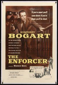 9d243 ENFORCER linen 1sh '51 Humphrey Bogart as the District Attorney fighting Murder Inc!