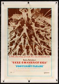 9d258 GOLD DIGGERS OF 1935/FOOTLIGHT PARADE linen 1sh '70 Busby Berkeley, cool image of showgirls!