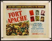 9d082 FORT APACHE linen English 1/2sh '48 John Wayne, Henry Fonda, Shirley Temple, Victor McLaglen