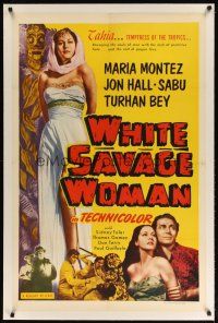 9d396 WHITE SAVAGE linen 1sh R53 sexiest full-length of Maria Montez, temptress of the tropics!