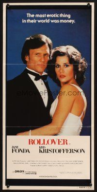 9m962 ROLLOVER Aust daybill '81 great close up of sexy Jane Fonda & Kris Kristofferson in tux!