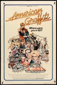 9x037 AMERICAN GRAFFITI 1sh '73 George Lucas teen classic, where were you in '62?