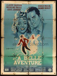 1e546 LA BELLE AVENTURE French 1p '42 art of Micheline Presle & Claude Dauphin by Guy Gerard Noel!