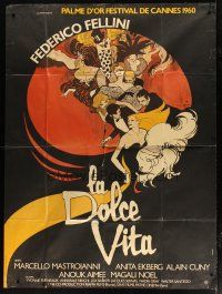 1e550 LA DOLCE VITA French 1p R70s Federico Fellini, completely different art by Yves Thos!