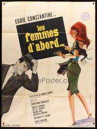 1e556 LADIES FIRST French 1p '63 Eddie Constantine, Jouineau Bourduge art of sexy girl with gun!