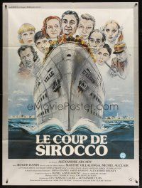 1e560 LE COUP DE SIROCCO French 1p '79 cool art of entire cast on ship by Giuliano Geleng!