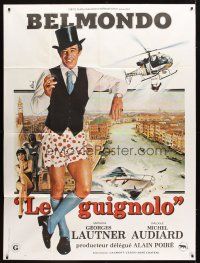 1e562 LE GUIGNOLO French 1p '80 wacky art of pantless Jean-Paul Belmondo by Jean Mascii!