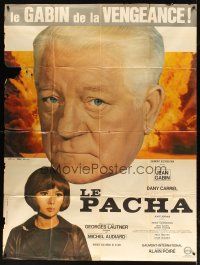 1e563 LE PACHA style B French 1p '68 Jean Gabin, Dany Carrel, art by Charles Rau!