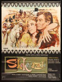 1e649 SCHEHERAZADE style A French 1p '63 art of pretty Anna Karina & Gerard Barray + battle!