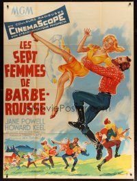 1e653 SEVEN BRIDES FOR SEVEN BROTHERS French 1p '55 art of Jane Powell & Keel by Roger Soubie!