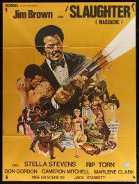 1e662 SLAUGHTER French 1p '72 G. Akimoto art of shotgun-blasting Jim Brown & sexy Stella Stevens!