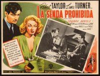 1e316 JOHNNY EAGER Mexican LC '42 art of Lana Turner & Robert Taylor, with Edward Arnold in inset!