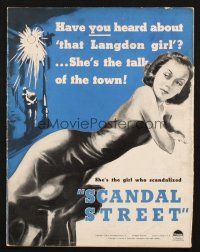 1e184 SCANDAL STREET pressbook '38 cool die-cut cover with sexy Louise Campbell!