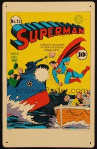 1e081 SUPERMAN 11x17 heavy board REPRO '60s full-color cover from No. 13, he's sinking ship!