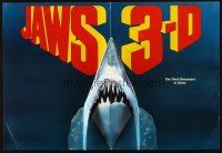 1e224 JAWS 3-D trade ad '83 great pop-up shark, the third dimension is terror!