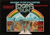 1e227 LOGAN'S RUN trade ad '76 Michael York, Jenny Agutter, cool art by Charles Moll!