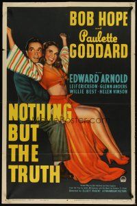 1g595 NOTHING BUT THE TRUTH 1sh '41 artwork of Paulette Goddard sitting on Bob Hope's lap!