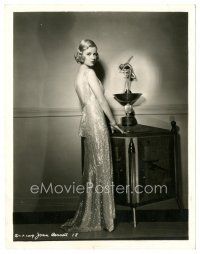 1h582 JOAN BENNETT 8x10 still '30s full-length portrait in sexy shimmering backless dress!